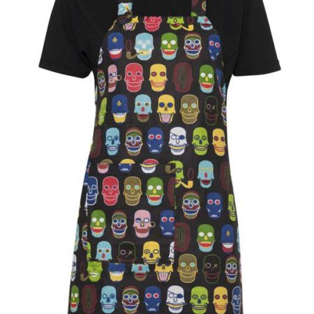 AVENTAL PEITO CAVEIRAS COLORIDAS