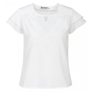 BLUSA CREPE MANGA BABADO BRANCA