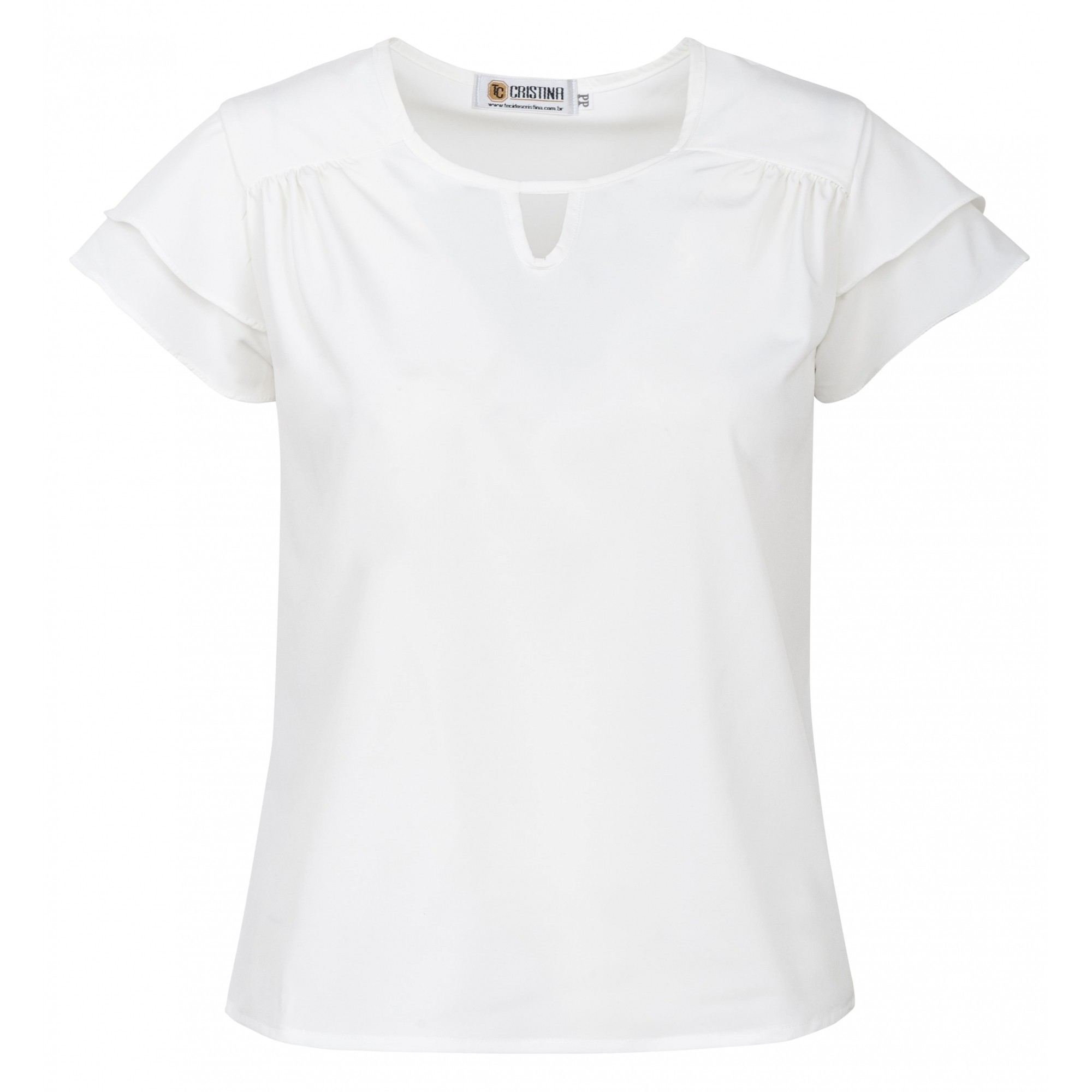 BLUSA CREPE MANGA BABADO BRANCA
