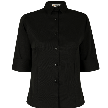 CAMISETE SOCIAL MANGA 3/4 PRETA