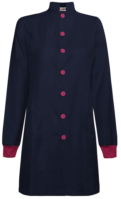 JALECO FEMININO GOLA PADRE MANGA LONGA AZUL MARINHO