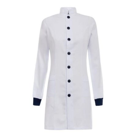 JALECO FEMININO GOLA PADRE MANGA LONGA BRANCO