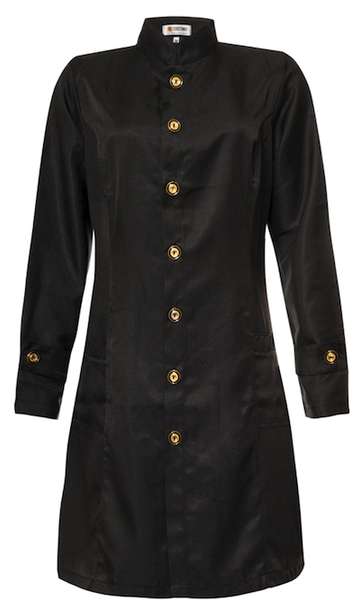 JALECO FEMININO GOLA PADRE MANGA LONGA PRETO