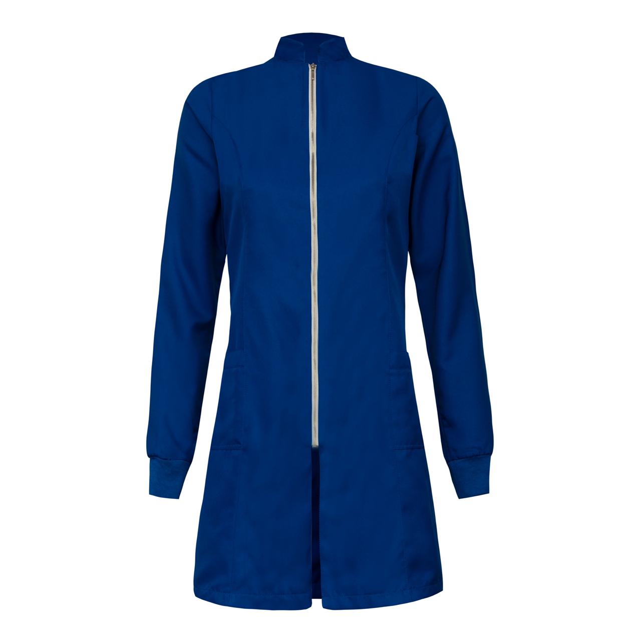 JALECO FEMININO GOLA PADRE SLIM ZÍPER AZUL ROYAL