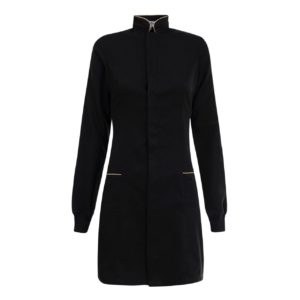 JALECO FEMININO GOLA PADRE SLIM detalhes   BEGE