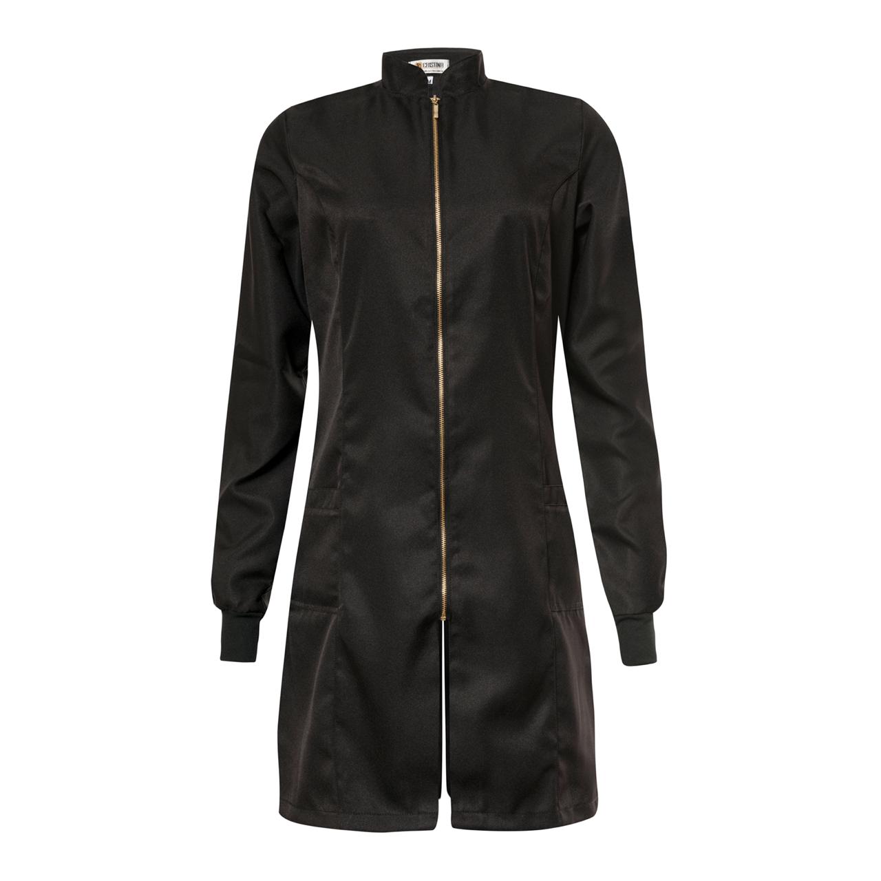 JALECO FEMININO GOLA PADRE SLIM ZÍPER PRETO