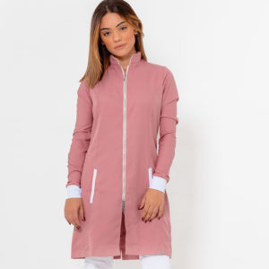 JALECO FEMININO GOLA PADRE SLIM ZÍPER ROSE