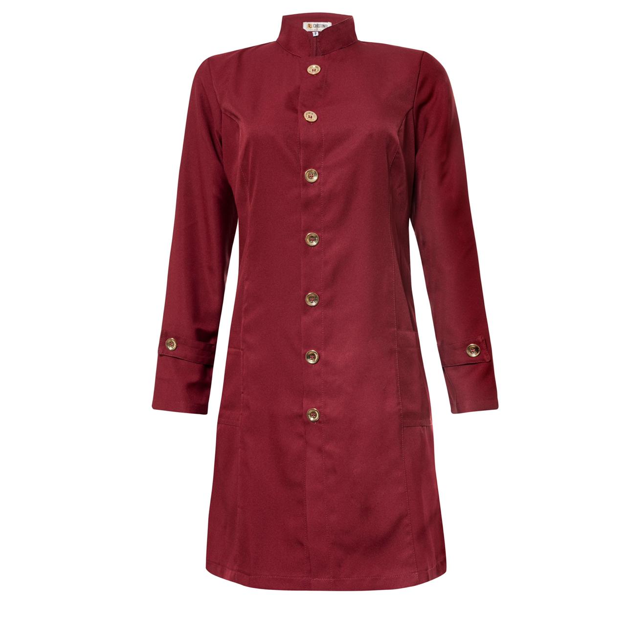 JALECO FEMININO GOLA PADRE MANGA LONGA VINHO