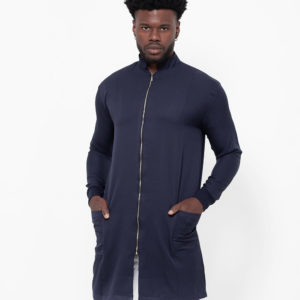 JALECO SLIM GOLA PADRE ZIPER AZUL MARINHO