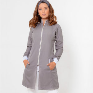 JALECO SLIM ZIPER MANGA LONGA CINZA